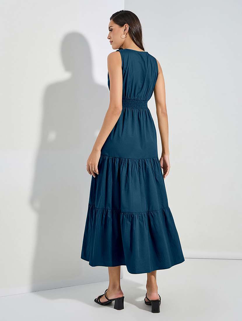 women solid sleeveless tiered dress - 22077624 - Standard Image - 2