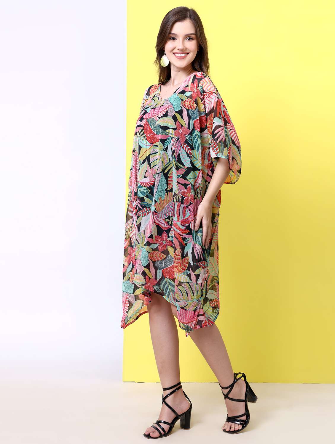 women printed kimono sleeve kaftan dress - 22077722 -  Standard Image - 2