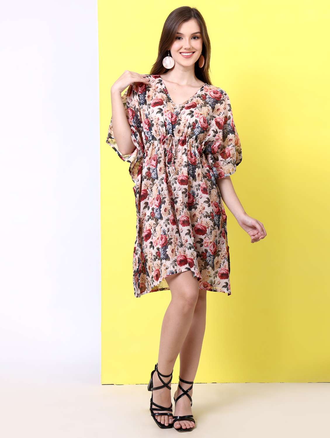 women printed kimono sleeve kaftan dress - 22077731 - Standard Image - 2