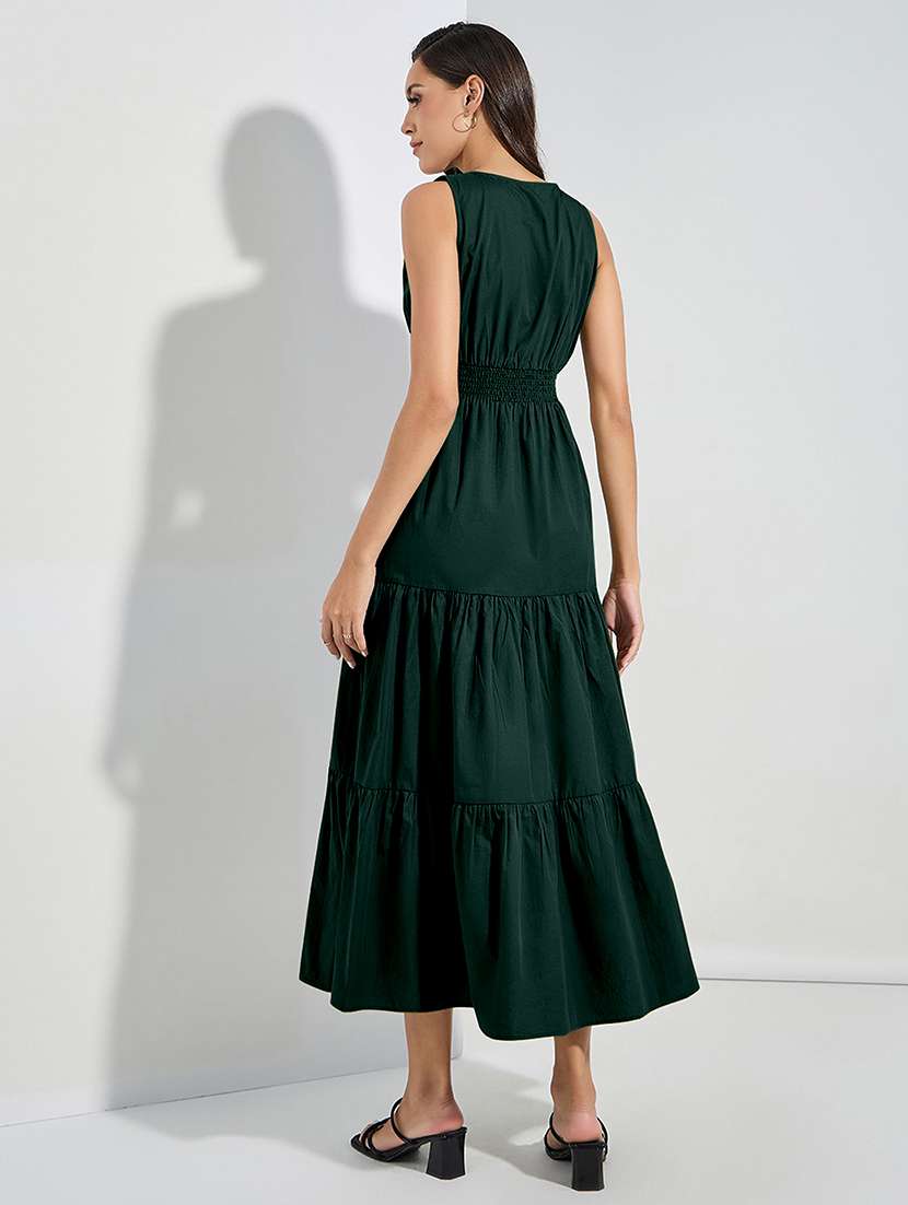 women solid sleveeless tiered dress - 22077805 - Standard Image - 2