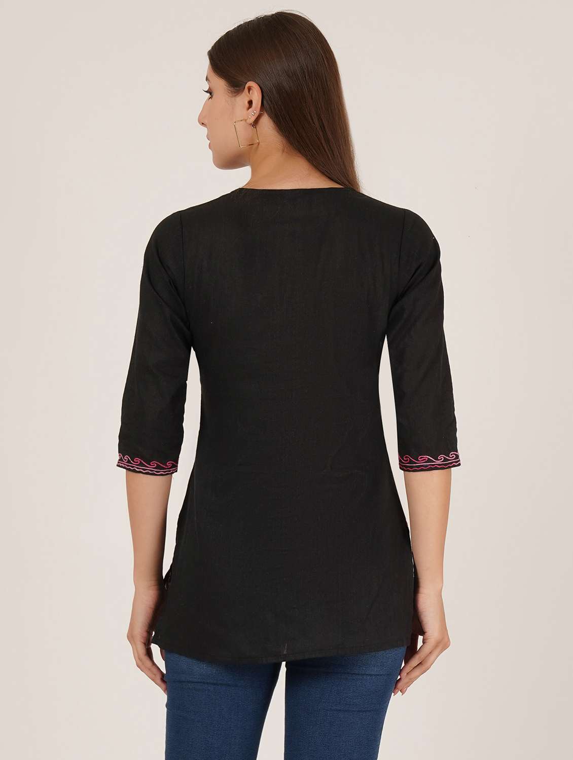 women embroidered three quarter sleeve kurti - 22077943 -  Standard Image - 2