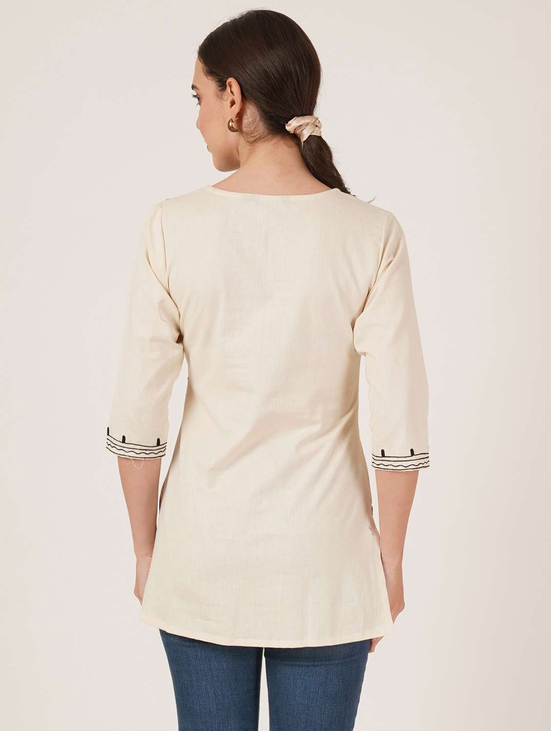 women embroidered three quarter sleeve kurti - 22077948 - Standard Image - 2