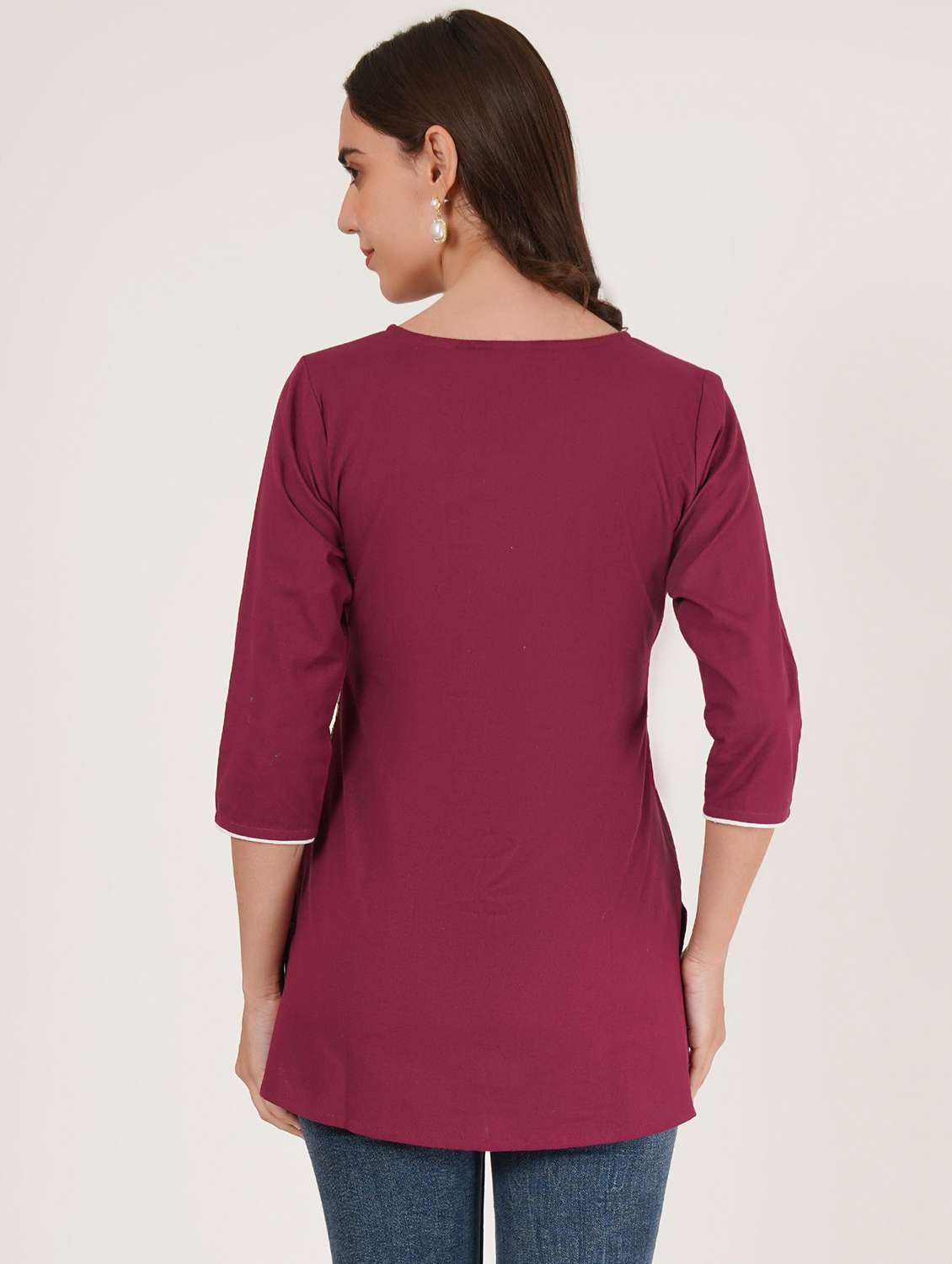 women embroidered three quarter sleeve kurti - 22077960 - Standard Image - 2