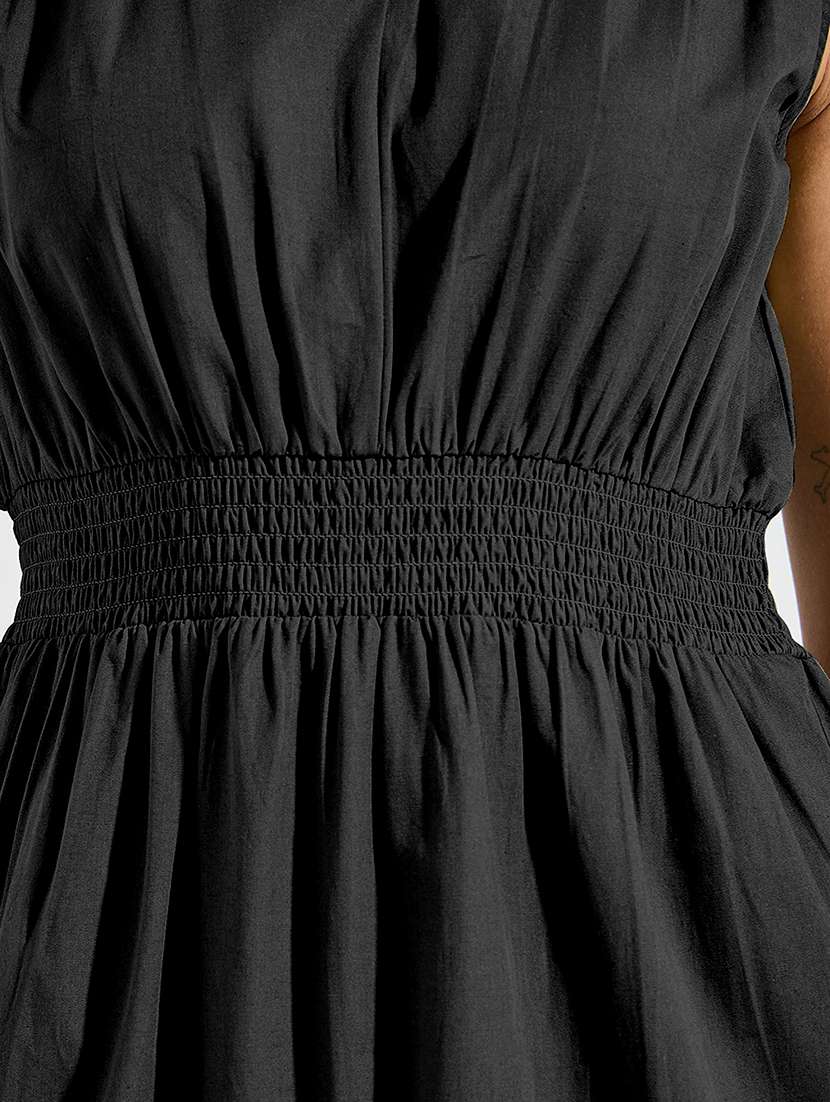 women solid sleveeless tiered dress - 22077971 - Standard Image - 2