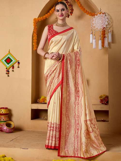 women printed casual wear saree with blouse - 22078187 - Standard Image - 0