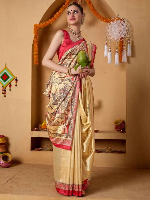 women printed casual wear saree with blouse - 22078189 - Standard Image - 0