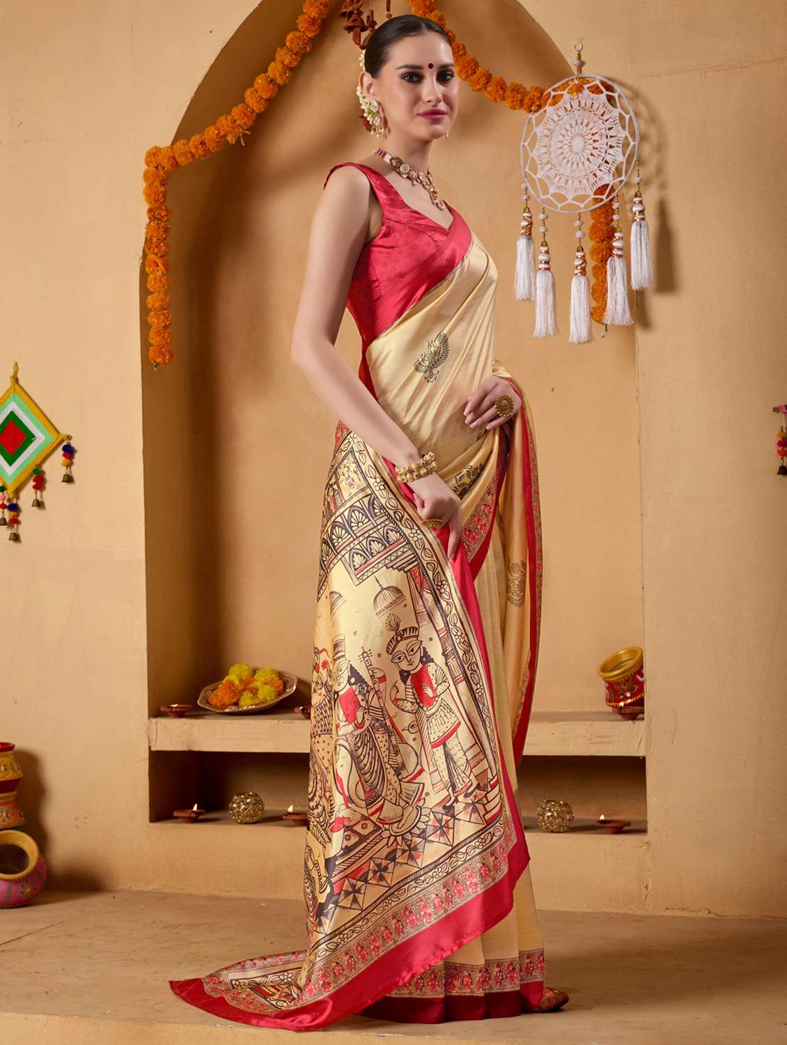 women printed casual wear saree with blouse - 22078189 - Standard Image - 2