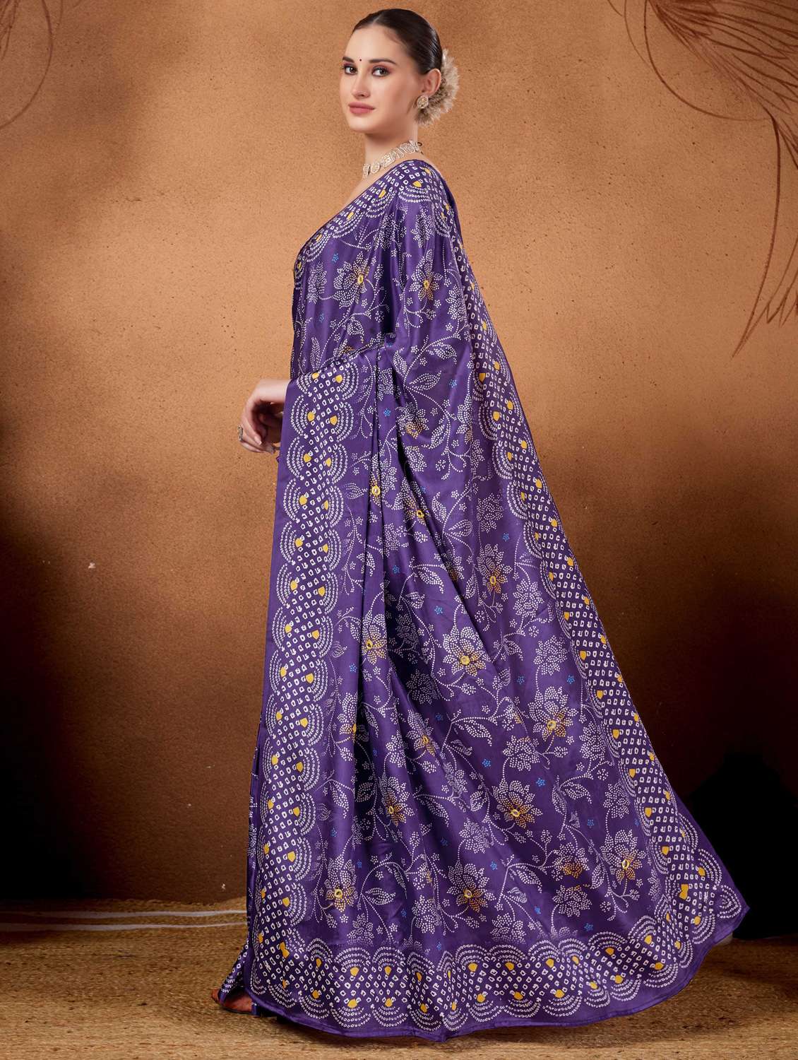 women bandhani ready to wear saree with blouse