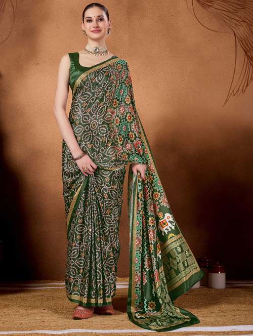 women bandhani ready to wear saree with blouse - 22078198 -  Standard Image - 0