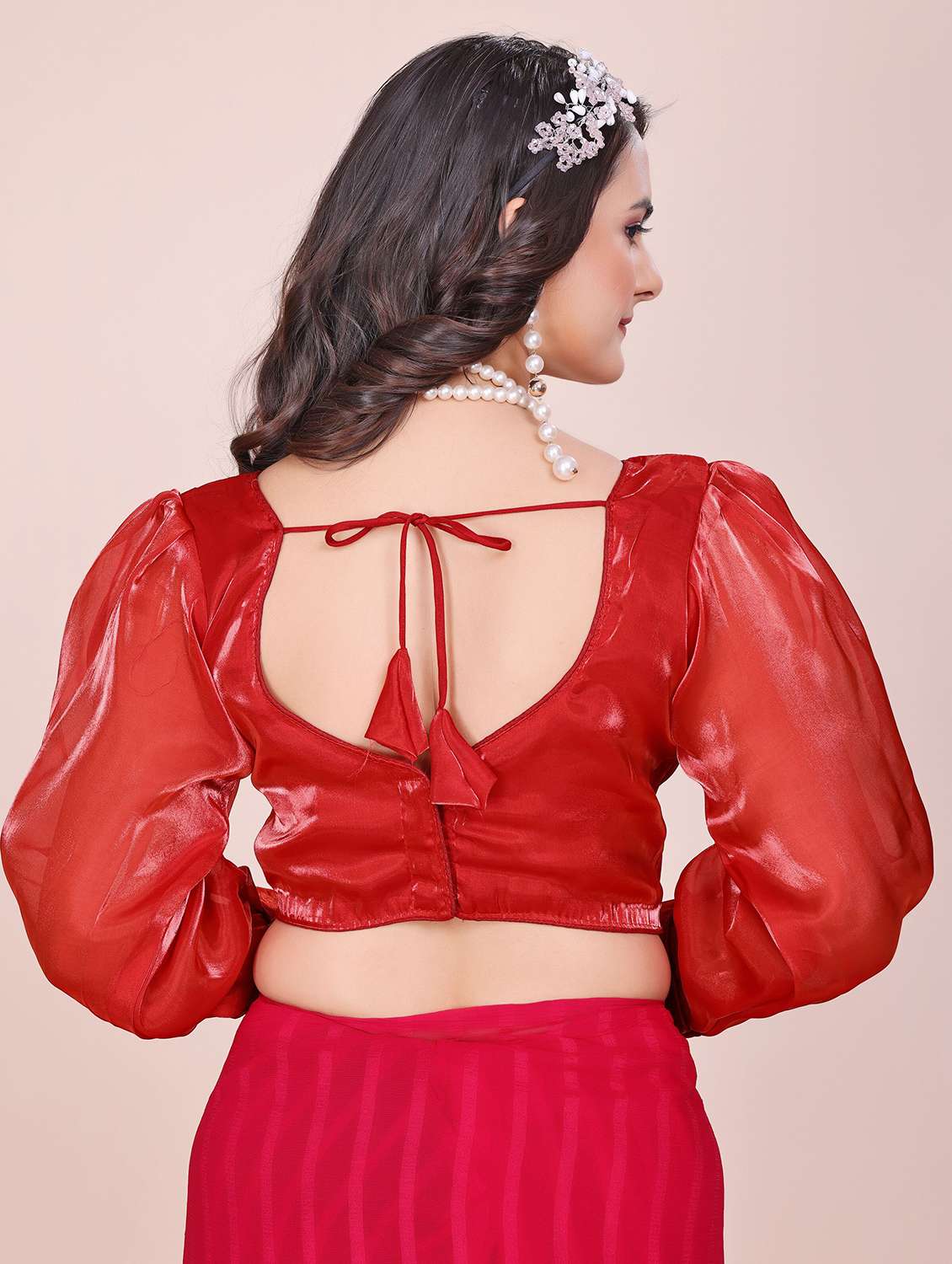 women solid long sleeve stitched blouse - 22078232 -  Standard Image - 2