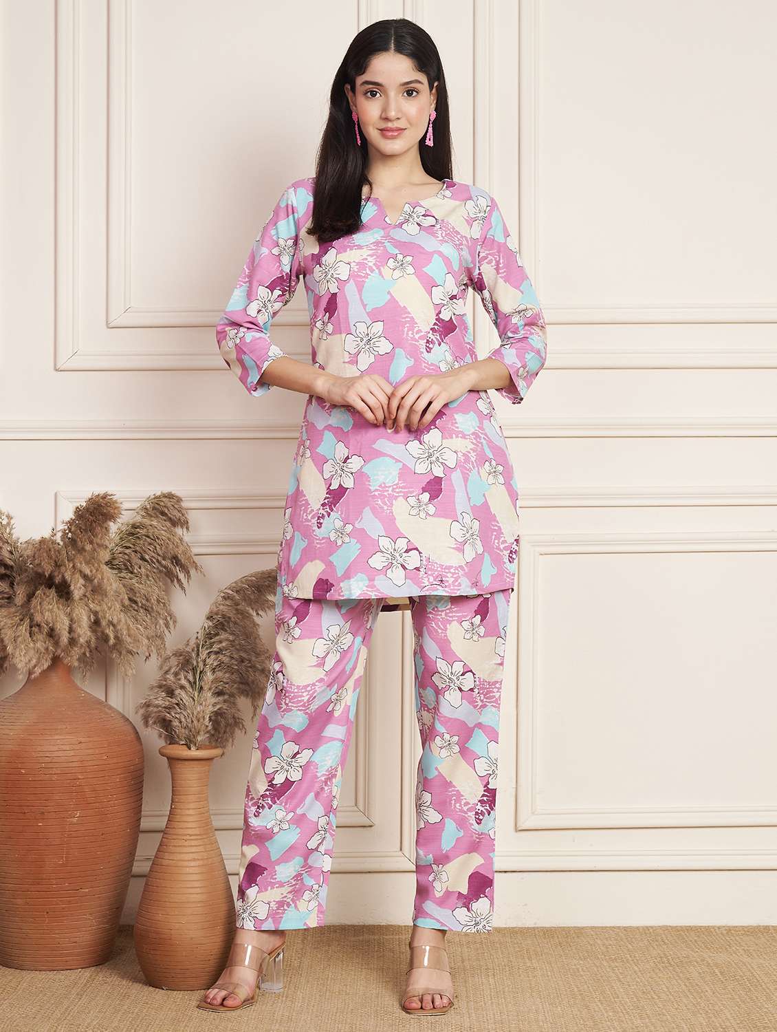 women printed top and trouser co-ord set - 22078241 - Zoom Image - 0