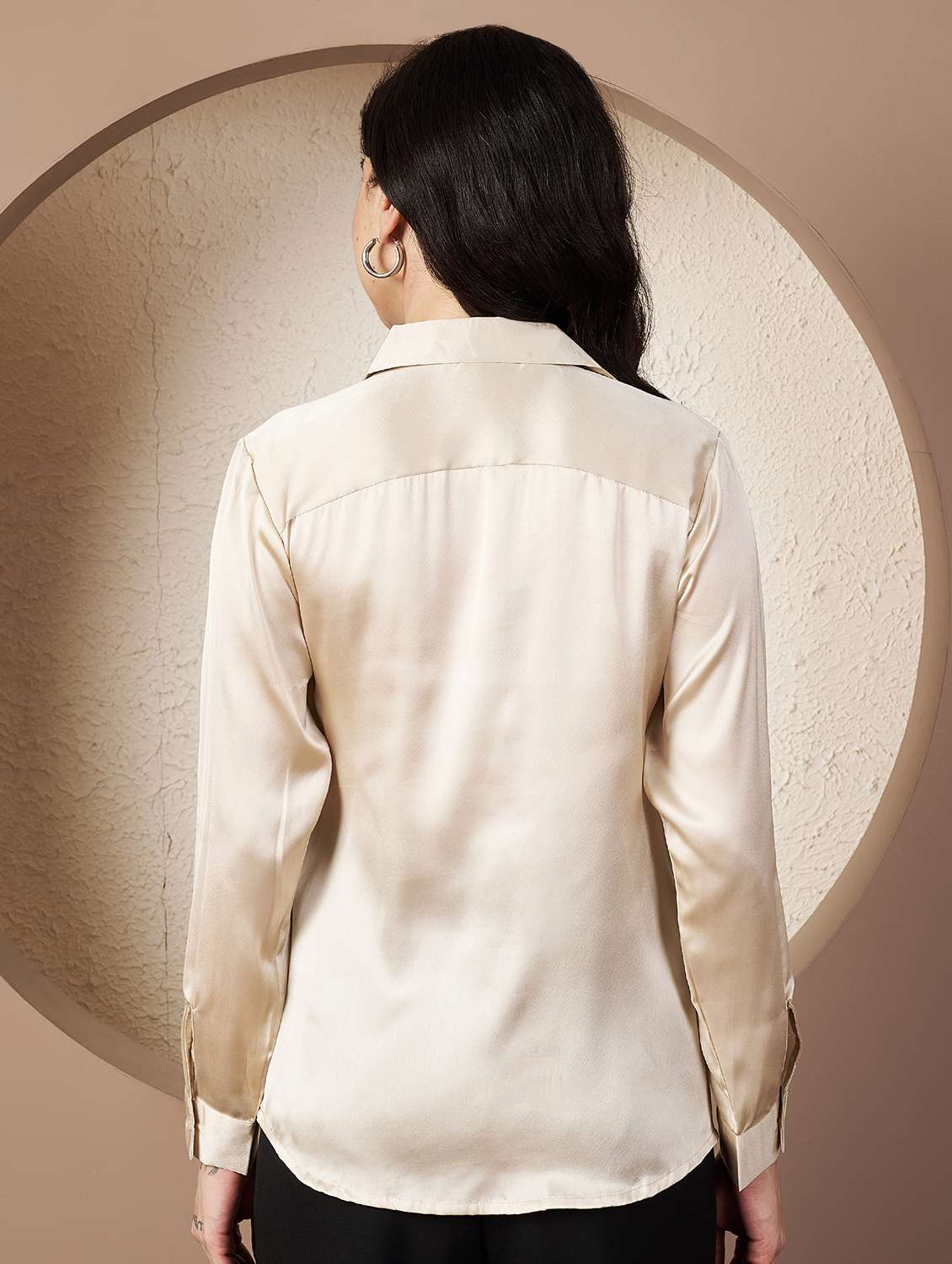 women solid collared long sleeve shirt - 22078249 - Standard Image - 2