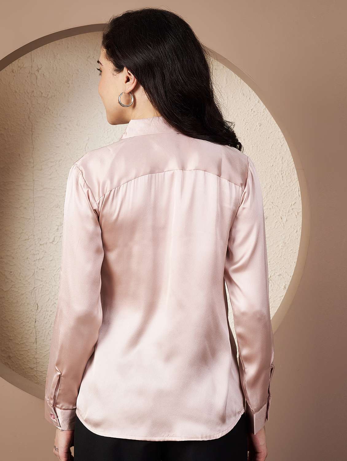 women solid collared long sleeve shirt - 22078250 - Standard Image - 2