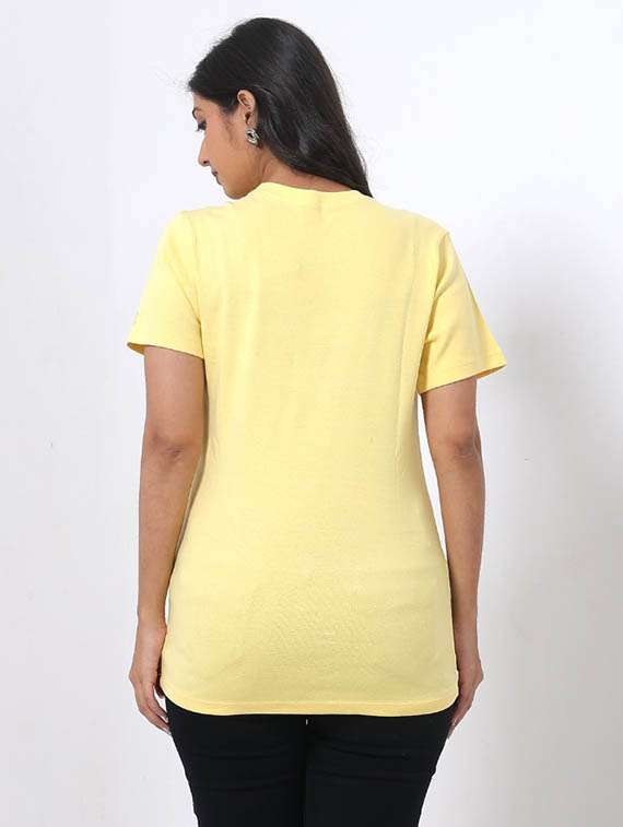 women front print round neck t-shirt - 22078257 - Standard Image - 2