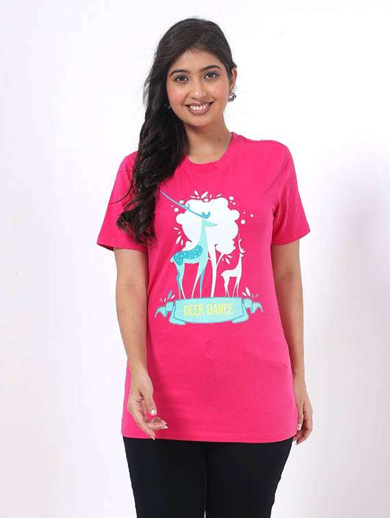 women front print round neck t-shirt