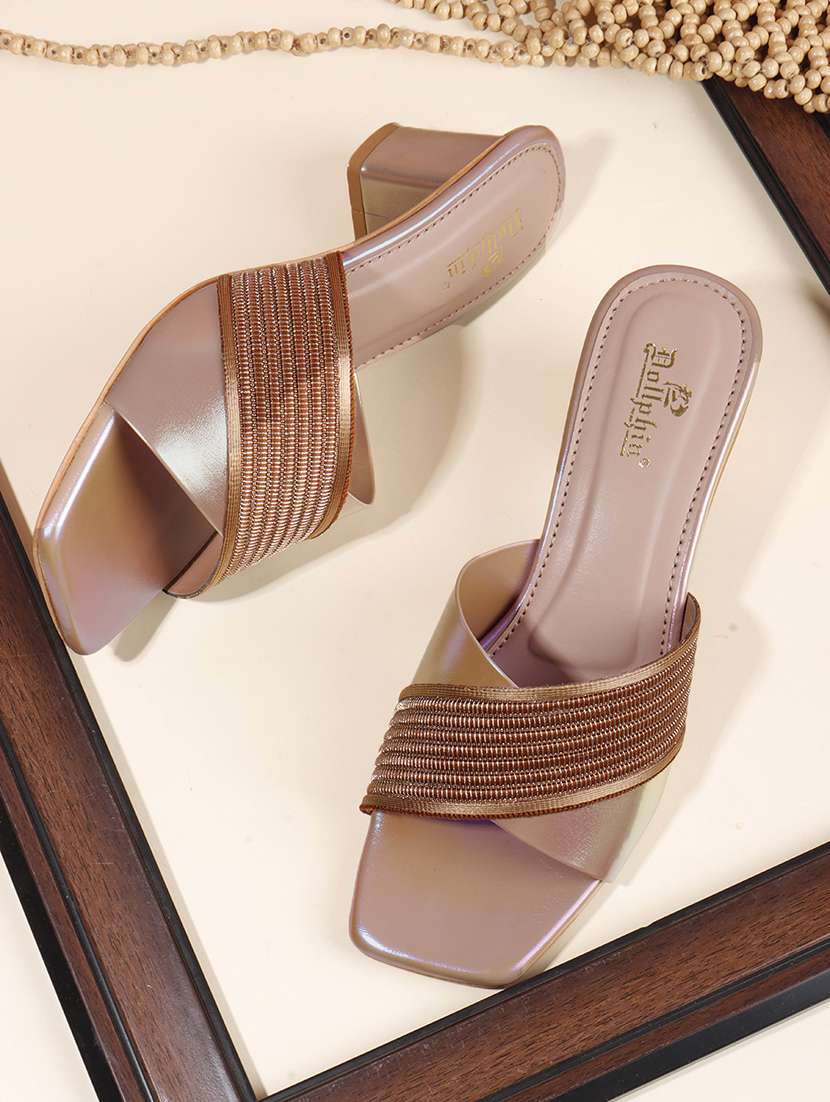 women solid slip on block heel sandal - 22078272 -  Zoom Image - 0