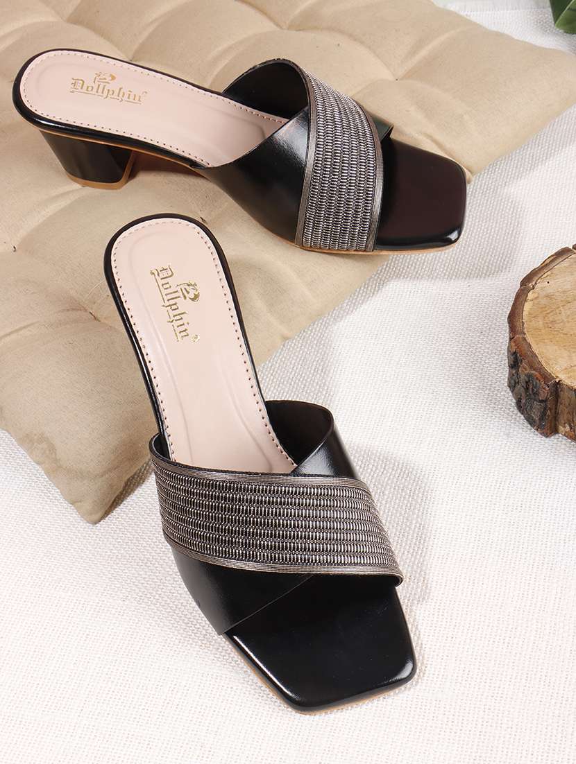 women solid slip on block heel sandal - 22078273 - Zoom Image - 0