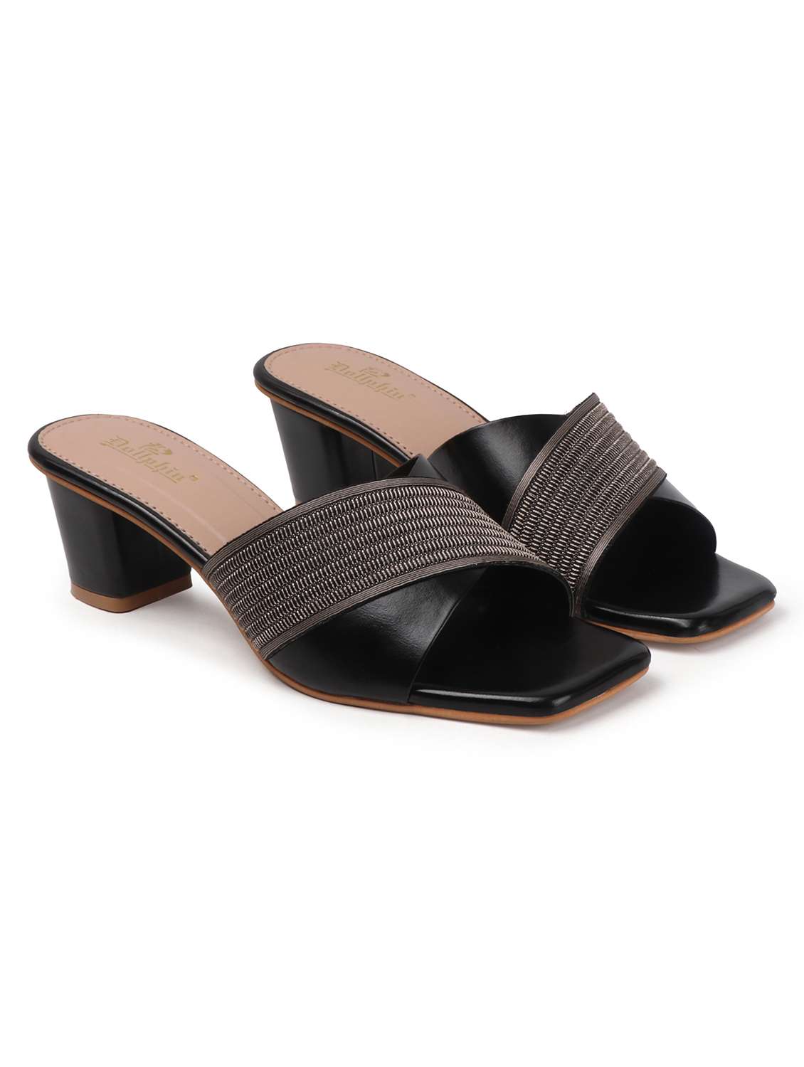 women solid slip on block heel sandal - 22078273 - Standard Image - 2