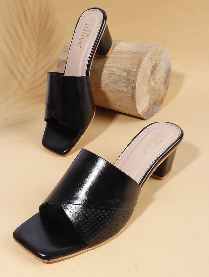 women solid slip on block heel sandal - 22078274 -  Zoom Image - 0