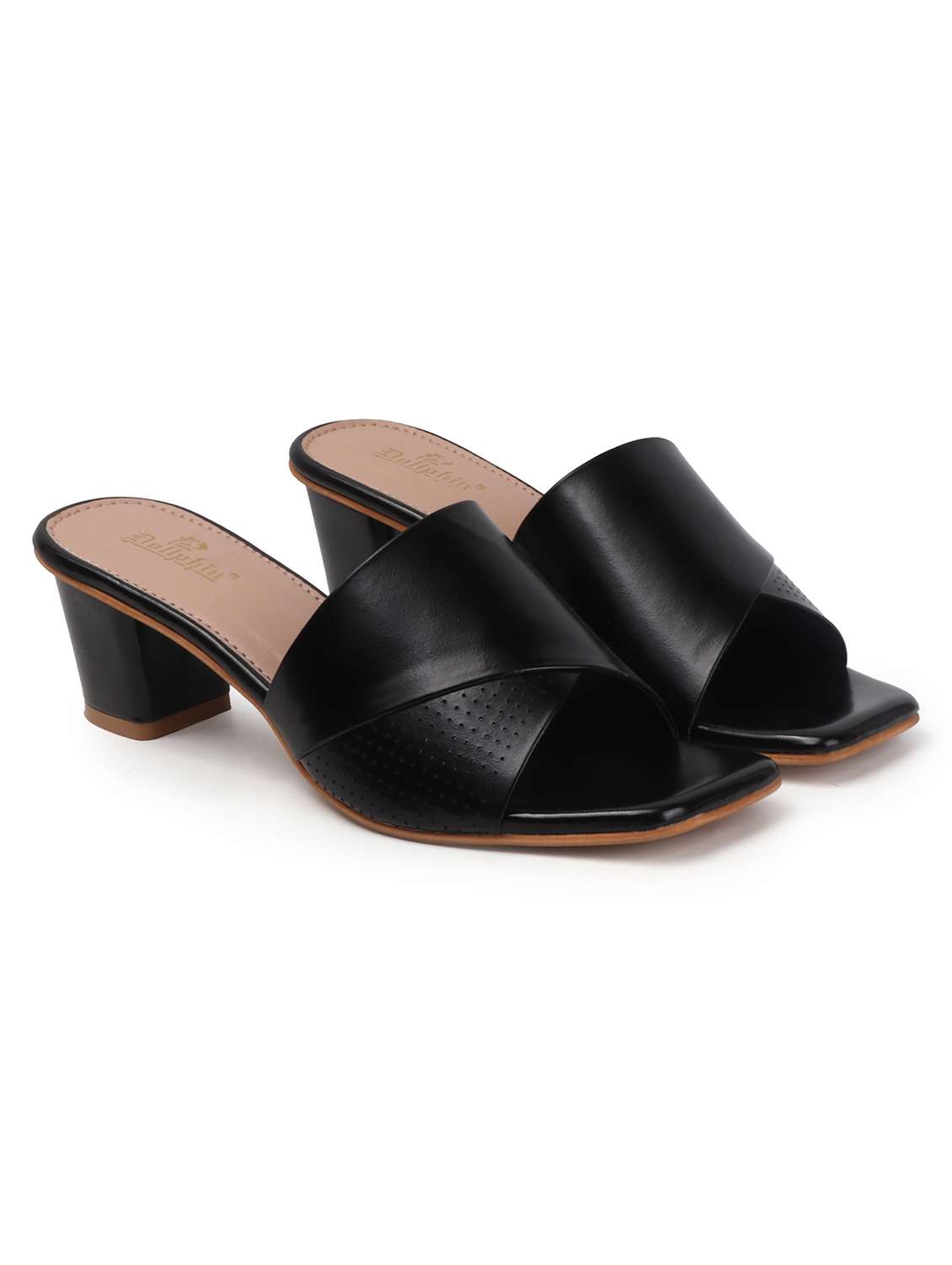 women solid slip on block heel sandal - 22078274 - Standard Image - 2