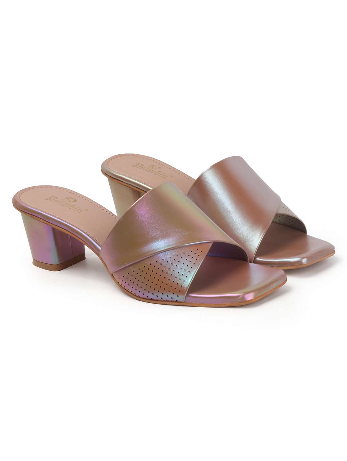 women solid slip on block heel sandal - 22078275 - Standard Image - 2