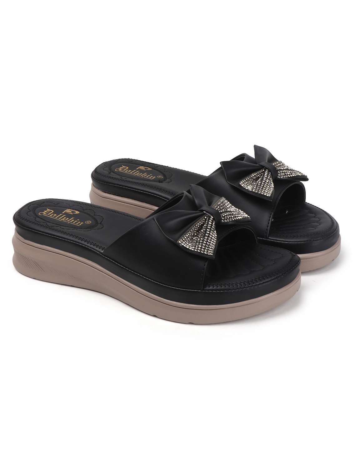 women black slip on wedges - 22078298 - Standard Image - 2