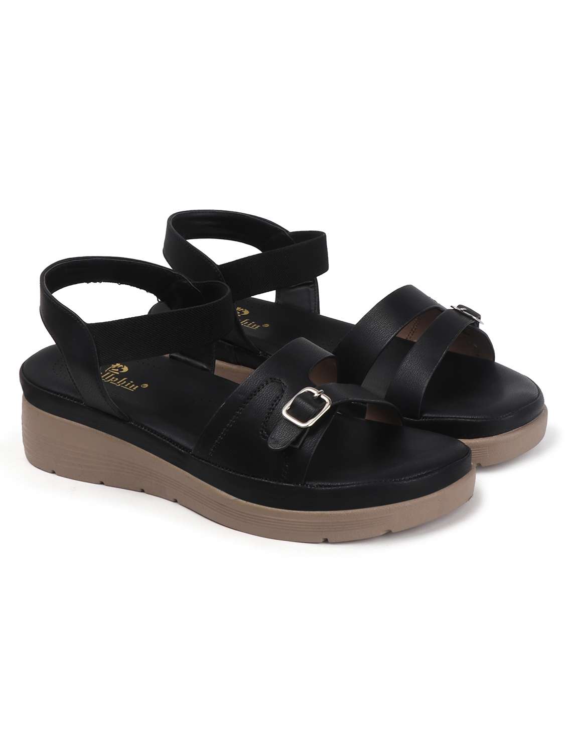 women solid back strap wedge - 22078308 - Standard Image - 2