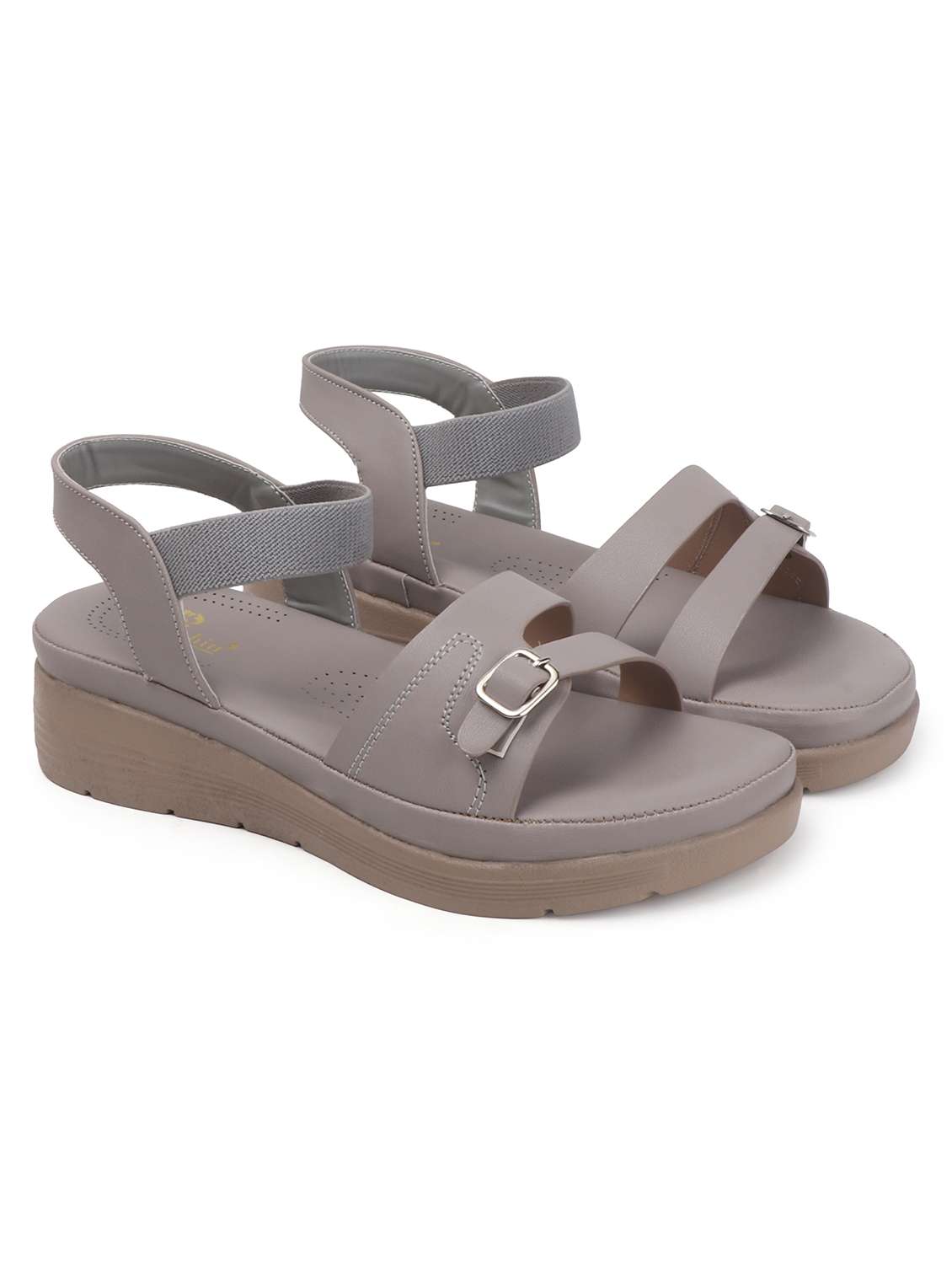 women solid back strap wedge - 22078309 - Standard Image - 2