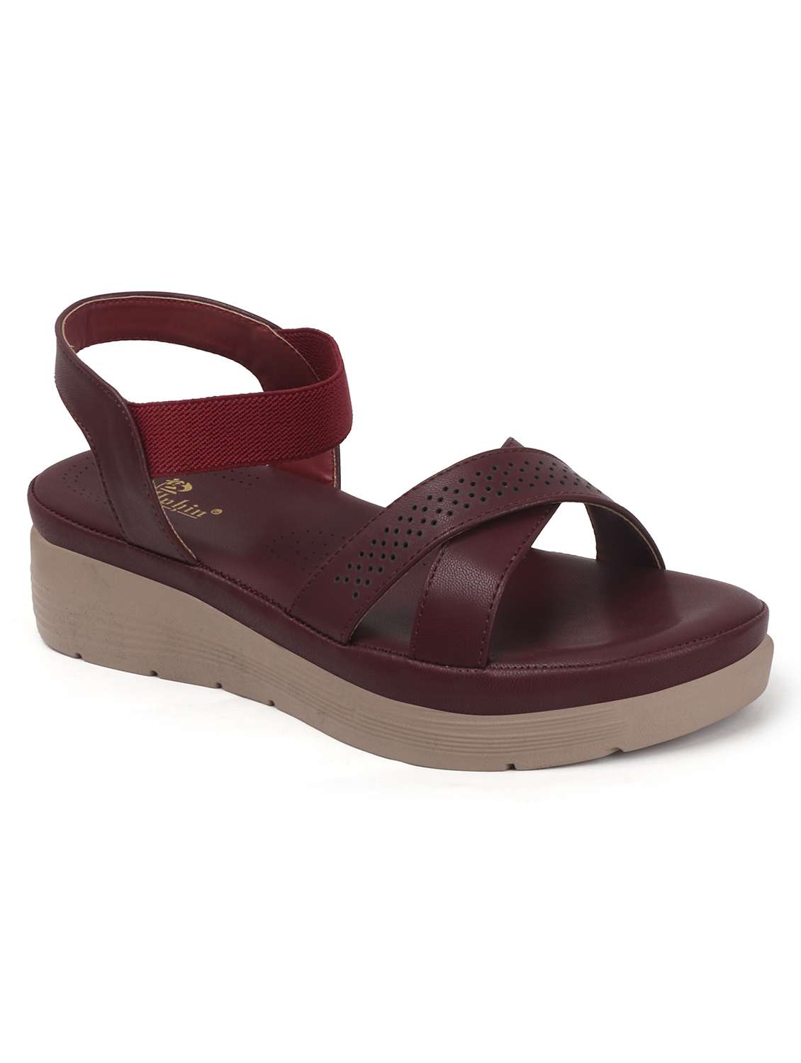 women solid back strap wedge - 22078312 - Standard Image - 2
