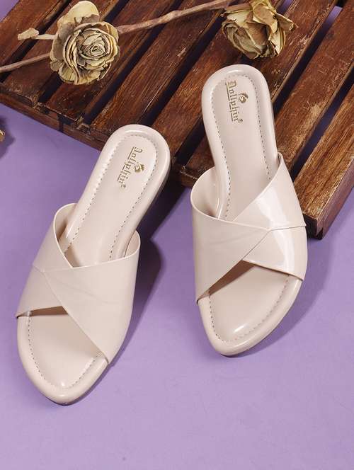 women beige solid slip on flats - 22078332 - Standard Image - 0