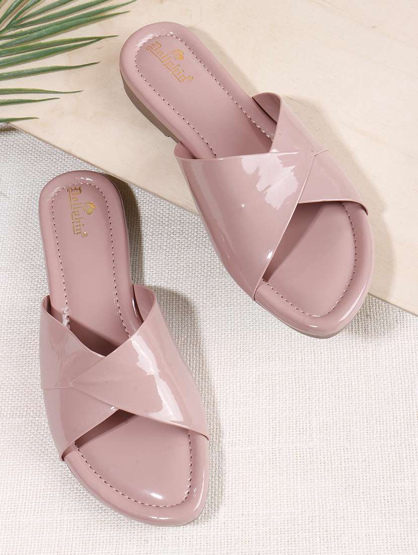 women mauve solid slip on sandal