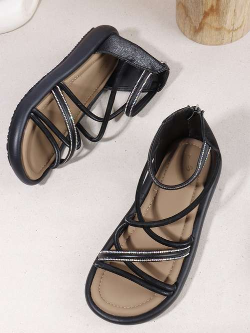 women solid strappy gladiators flats - 22078339 -  Standard Image - 0