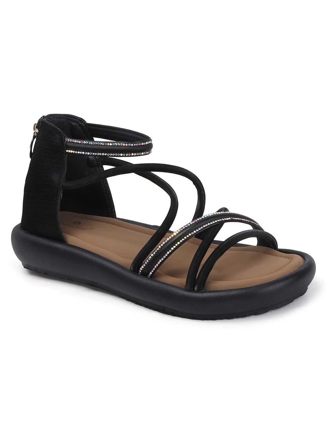 women solid strappy gladiators flats - 22078339 - Standard Image - 2