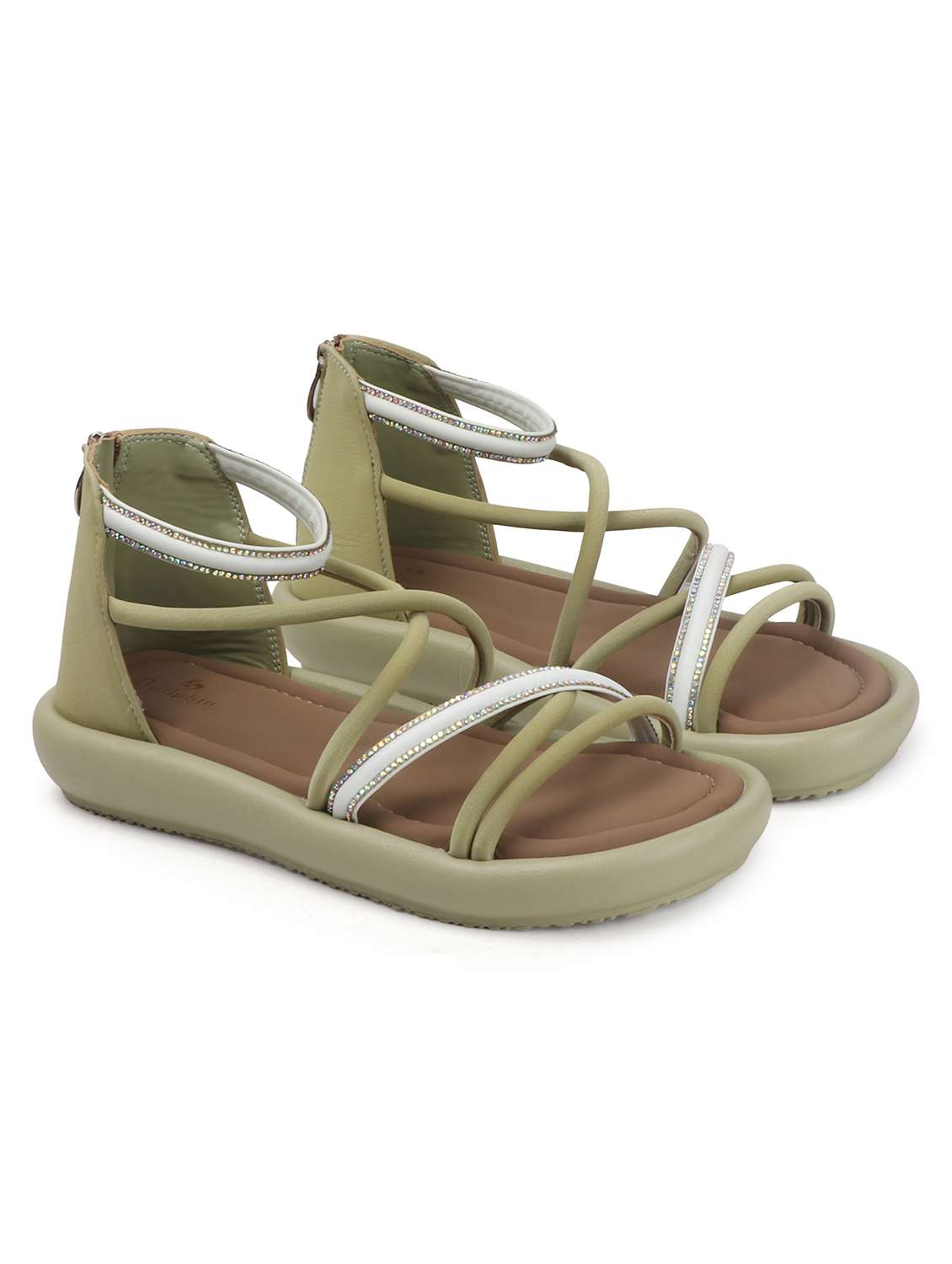 women solid strappy gladiators flats - 22078340 - Standard Image - 2