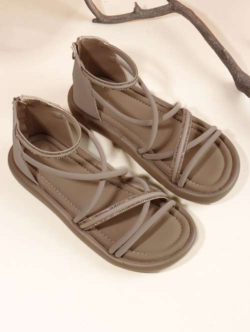 women solid strappy gladiators flats - 22078341 -  Standard Image - 0