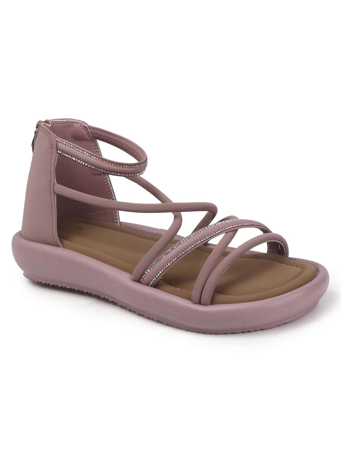 women solid strappy gladiators flats - 22078342 - Standard Image - 2