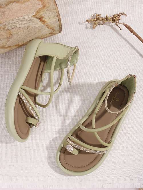 women solid strappy gladiator flats - 22078344 - Standard Image - 0