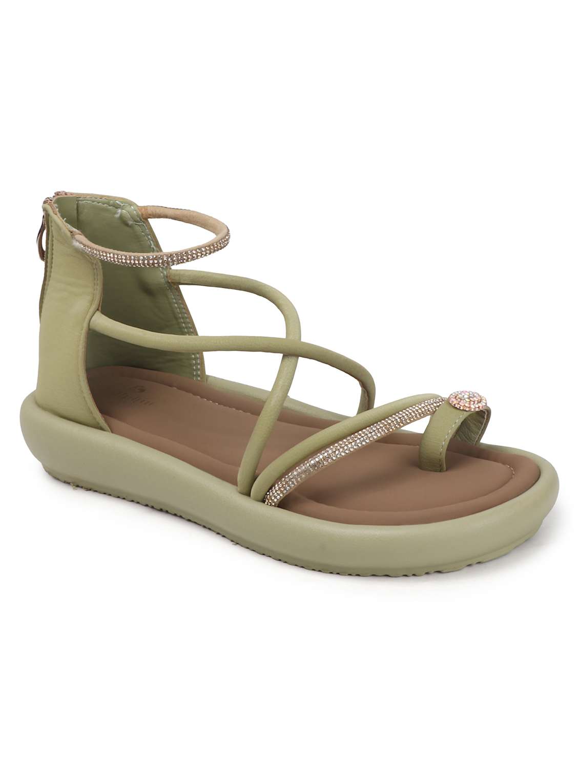 women solid strappy gladiator flats - 22078344 - Standard Image - 2