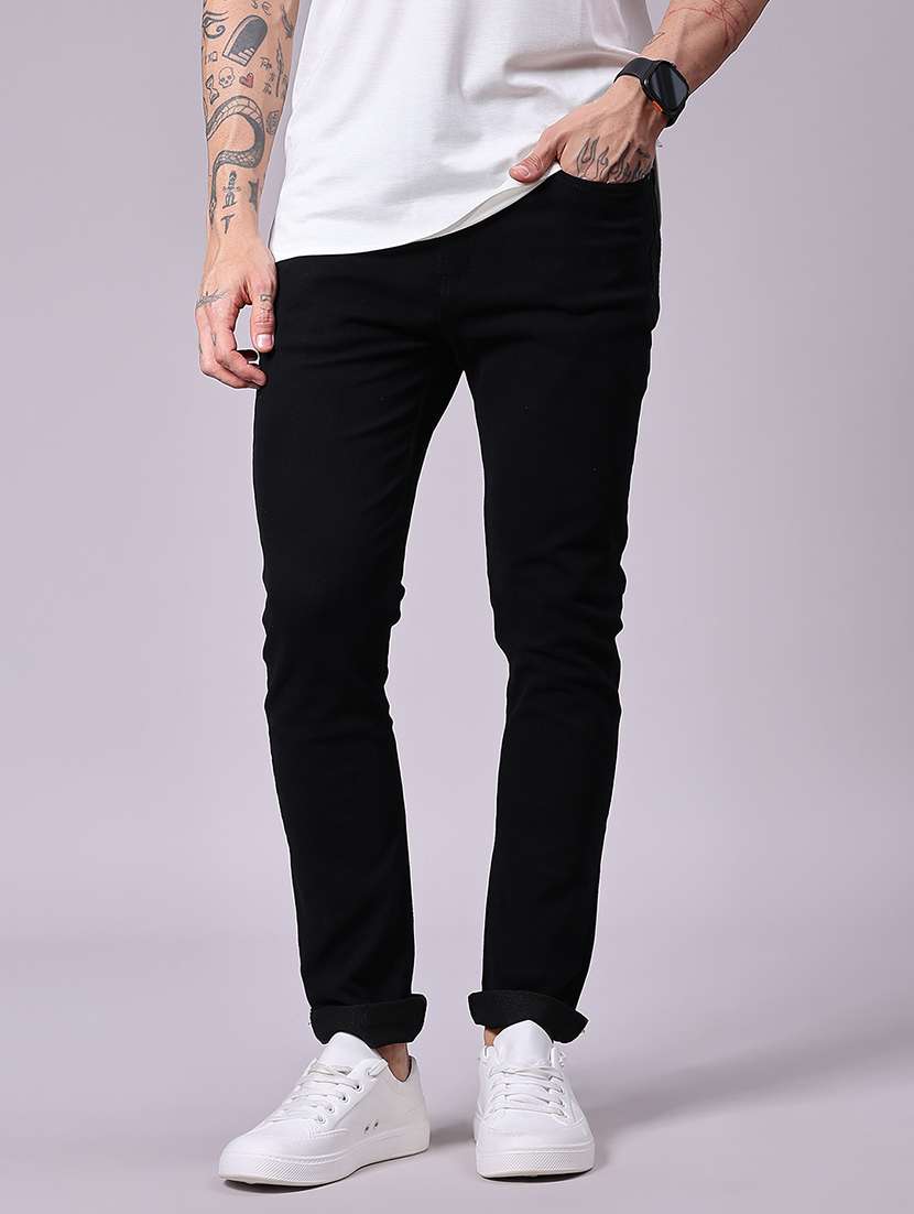 men plain mid rise full length jeans - 22078353 -  Zoom Image - 0