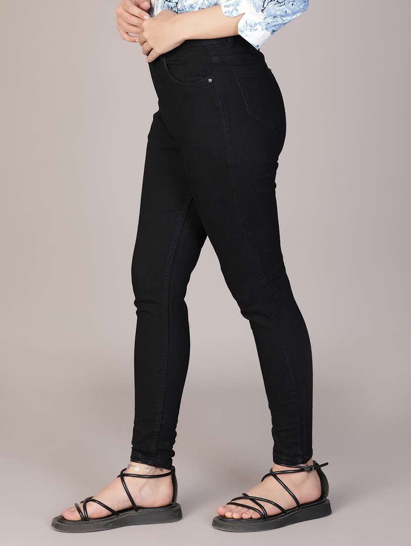 women black solid rise slim fit jean - 22078355 -  Standard Image - 2