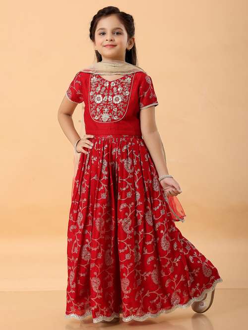 girls embroidered lehenga choli with dupatta set - 22078384 -  Standard Image - 0