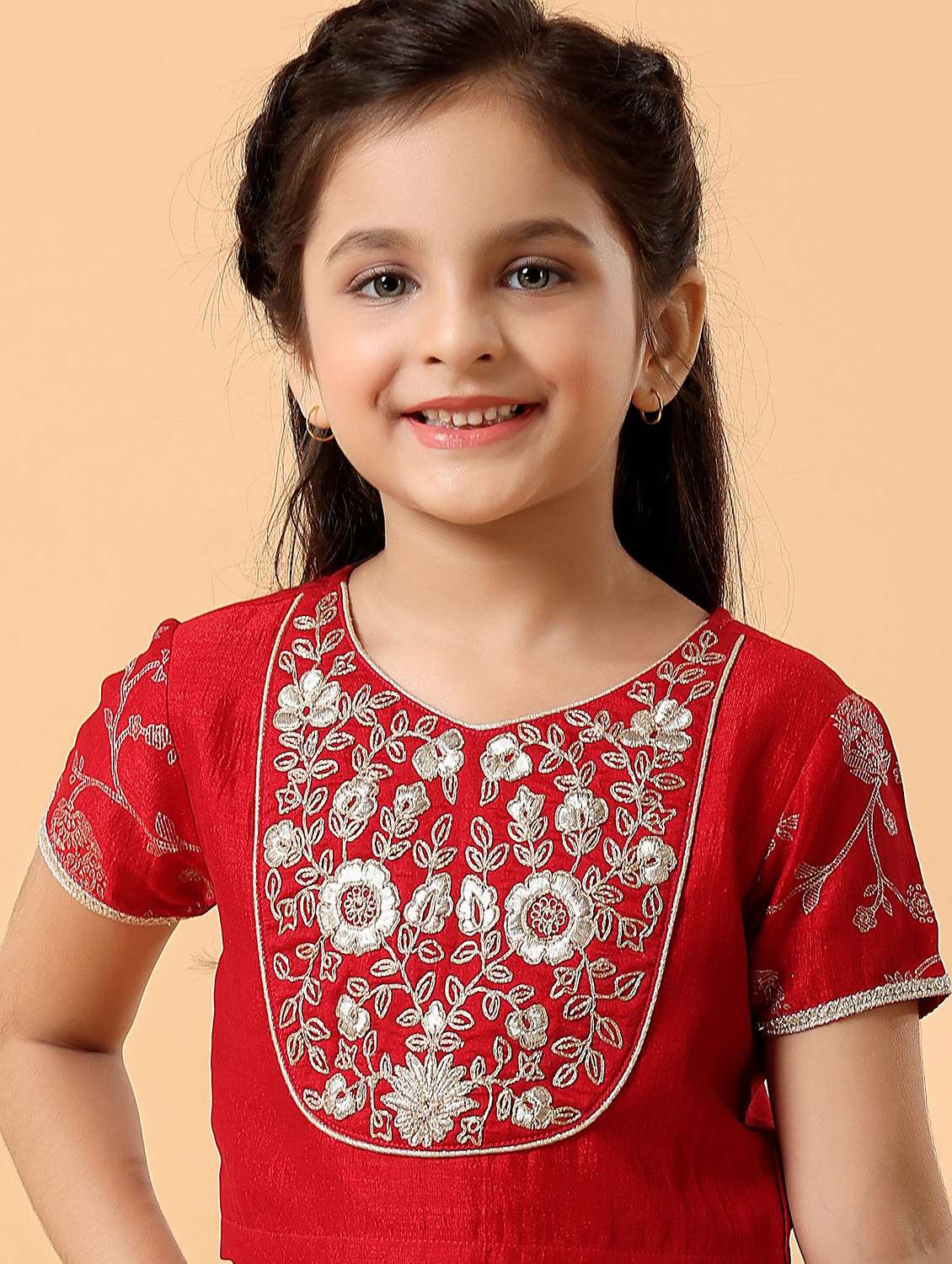 Girls Embroidered Lehenga Choli With Dupatta Set