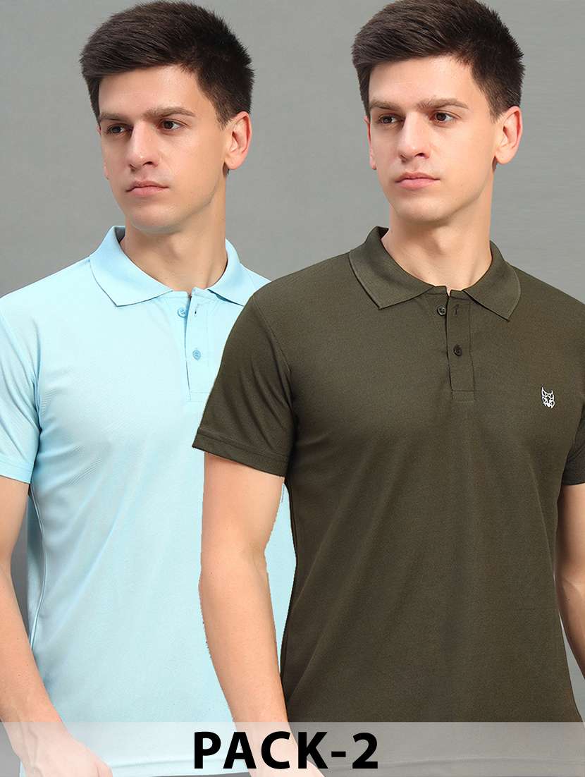 men pack of 2 short sleeve regular fit polo t-shirt