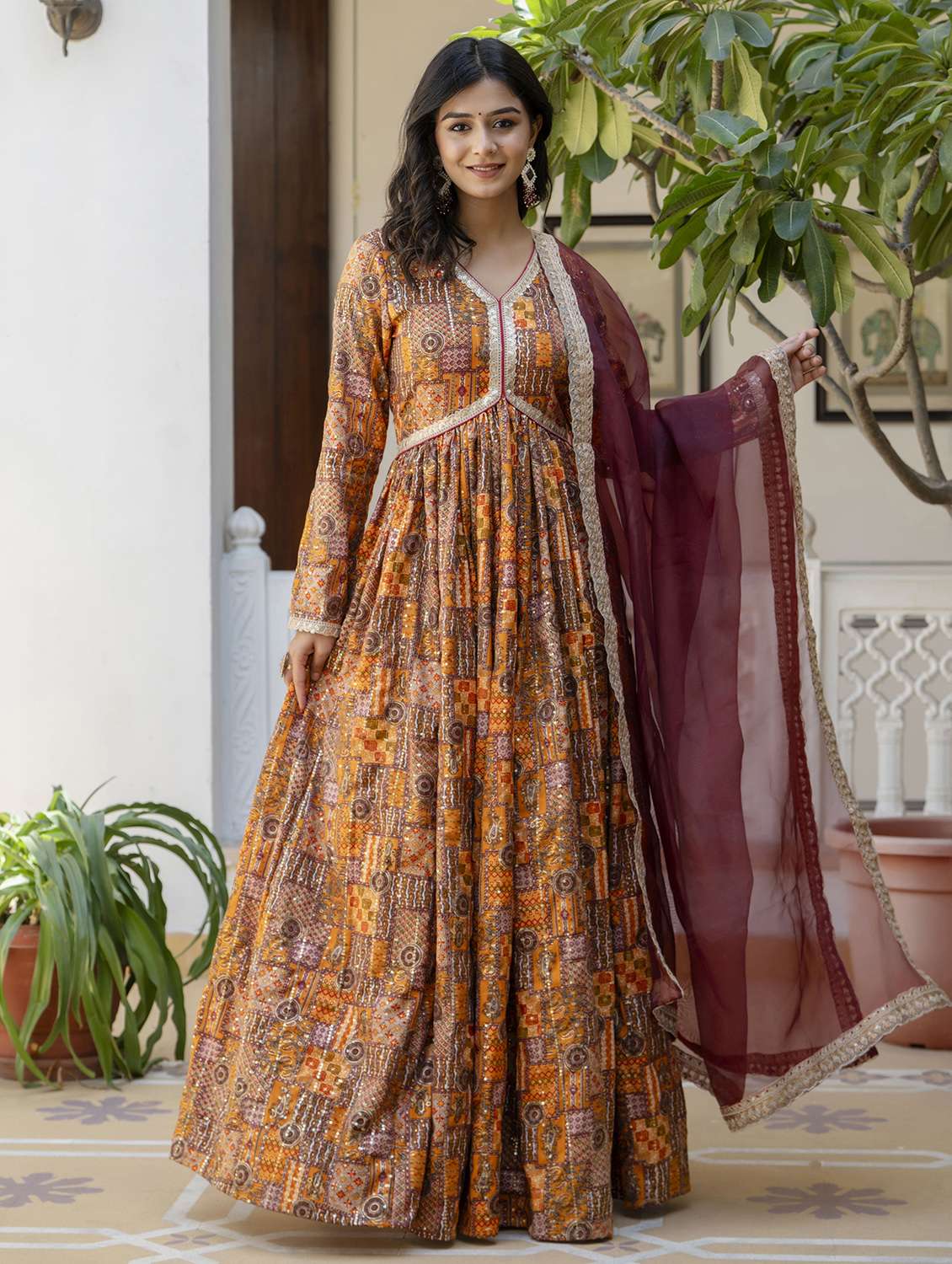 women printed long sleeve anarkali kurta - 22078441 -  Zoom Image - 0