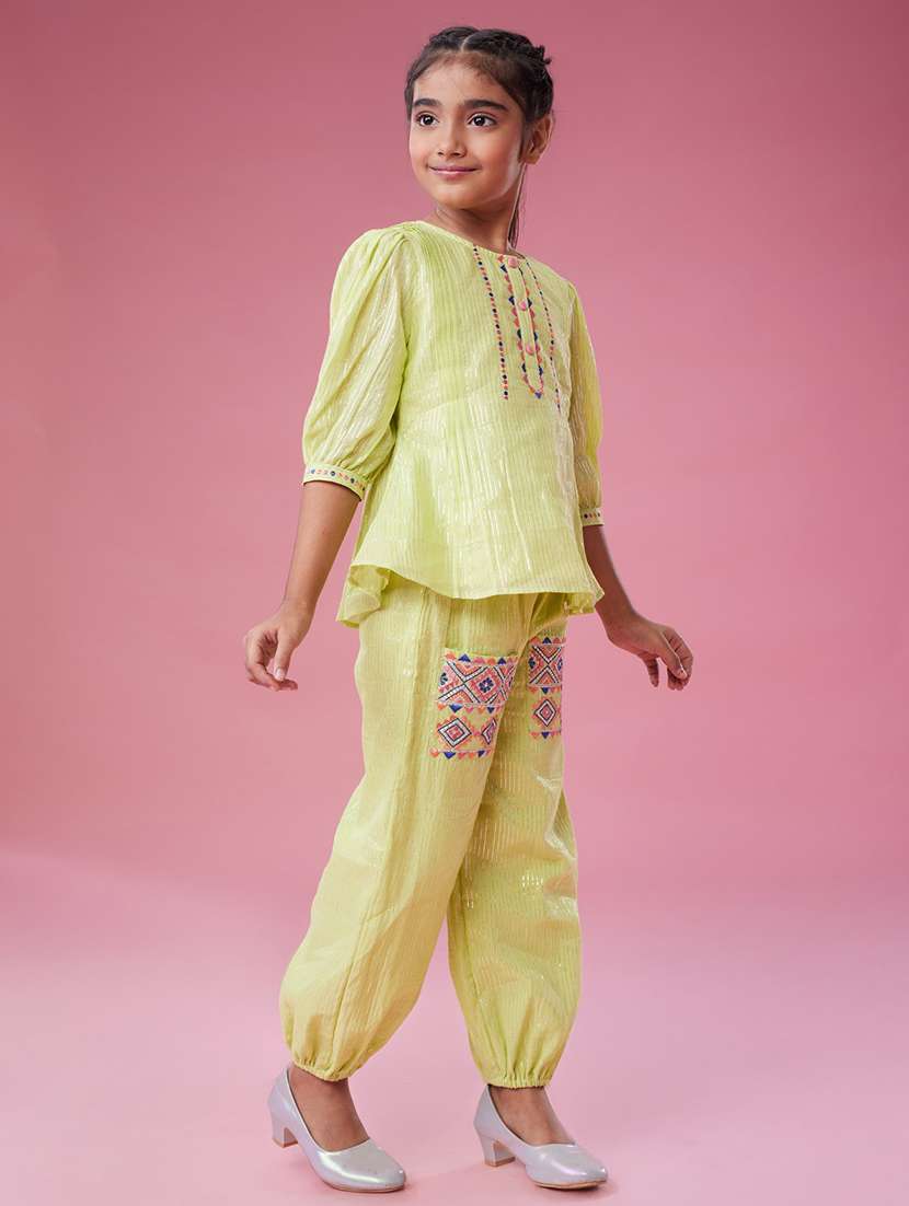 girls embroidered top & pants co-ords set - 22078458 -  Standard Image - 2