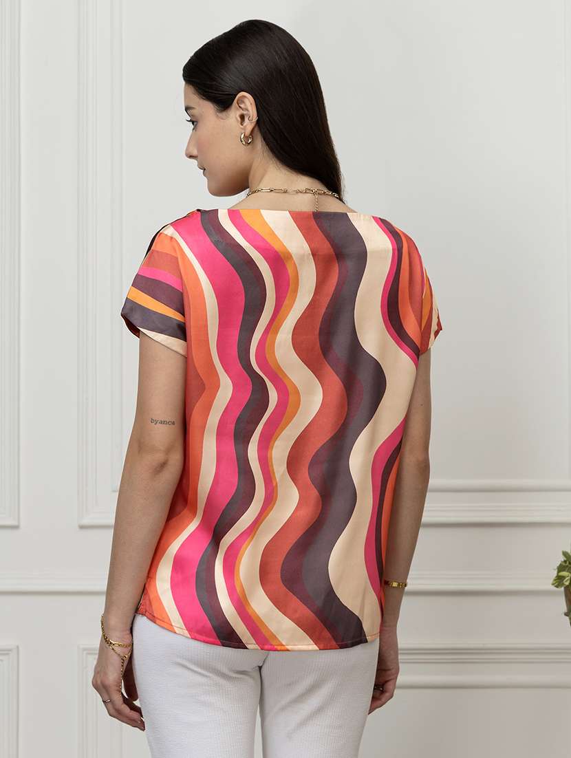 women printed short sleeve regular top - 22078520 - Standard Image - 2
