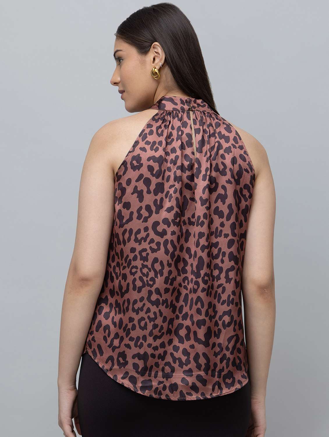 women animal print halter neck regular top - 22078522 - Standard Image - 2