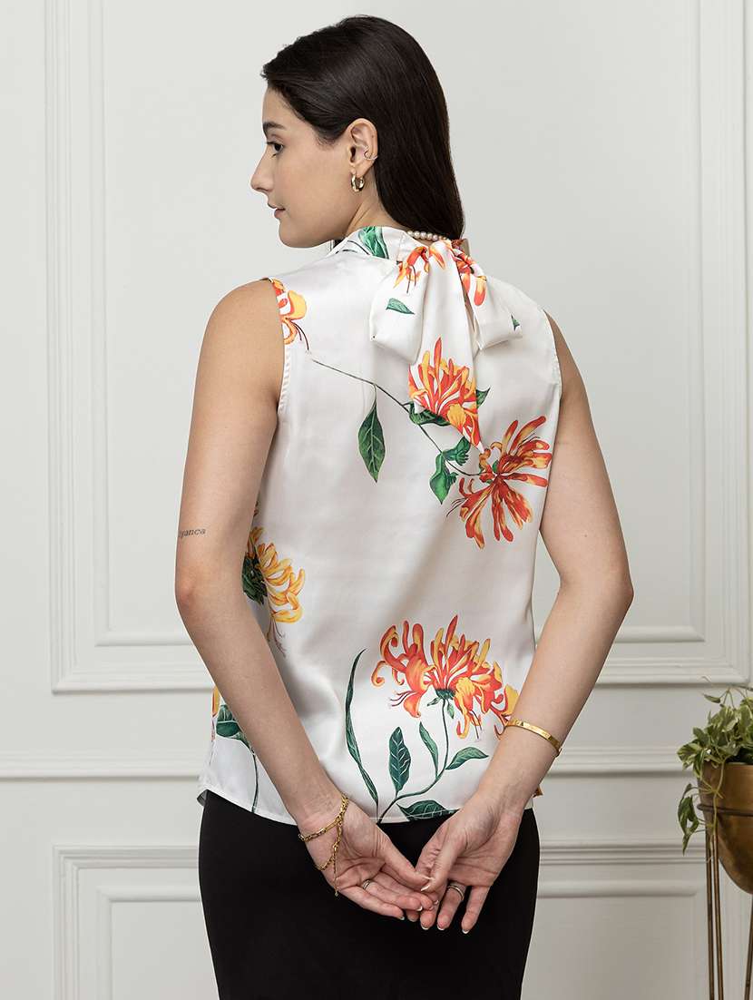 women printed cowl neck sleeveless regular top - 22078529 - Standard Image - 2