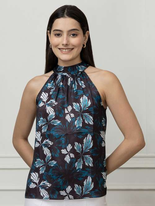 women printed halter neck sleeveless top - 22078531 -  Standard Image - 0