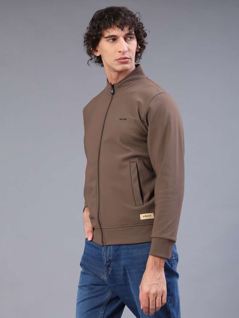 men solid stand collar long sleeve bomber jacket - 22078871 -  Standard Image - 2